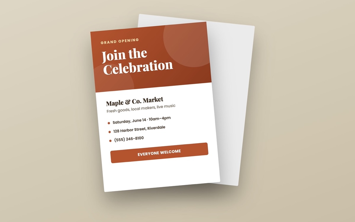 Sample event flyer design